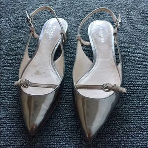 Coach open heel flats size 5, shiny